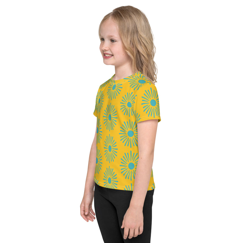 Thor Aurora Yellow and Electric Teal Kids Crew Neck T